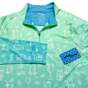 Birdie‎ Bound Cocktails Pullover Womens Small Green 1/4 Zip Golf UV Protect NEW